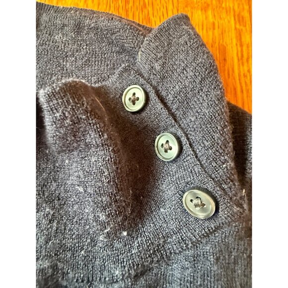 Banana Republic Womens Merino Wool Button Neck Striped Sweater Large Navy White - Picture 4 of 8